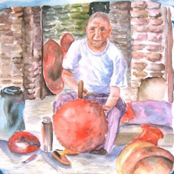 Painting titled "Artisan de bazar" by Farnaz Pishro, Original Artwork
