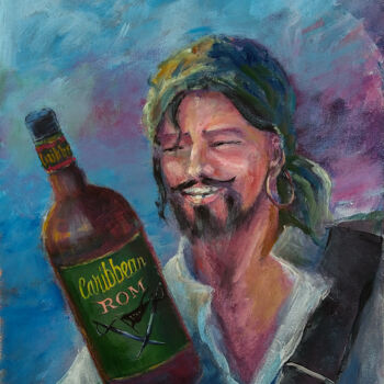 Pintura intitulada "The pirate of the c…" por Faruk Köksal, Obras de arte originais, Acrílico