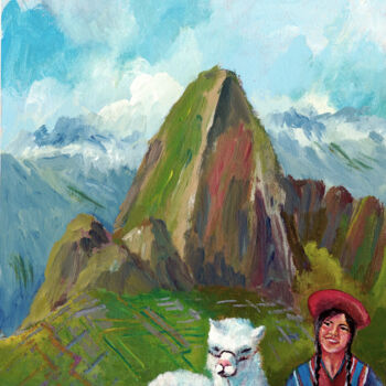 Painting titled "Machu Picchu - Peru" by Faruk Köksal, Original Artwork, Acrylic