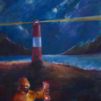 Pintura titulada "The Lighthouse at t…" por Faruk Köksal, Obra de arte original, Acrílico