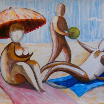Pintura titulada "la plage" por Off Olivier Fasquel, Obra de arte original