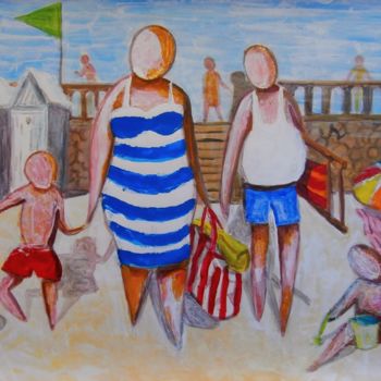 Pintura titulada "la plage" por Off Olivier Fasquel, Obra de arte original