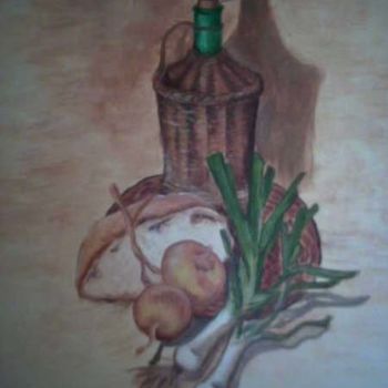 Painting titled "pane vino e cipolle" by Fataluna, Original Artwork