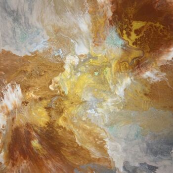 Pintura intitulada "Plume dorée" por Fatarts, Obras de arte originais, Acrílico