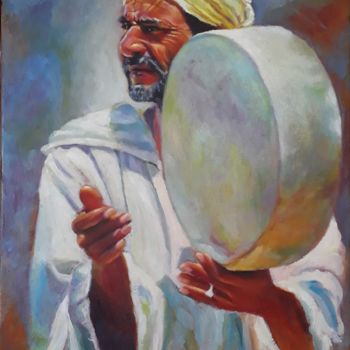 Peinture intitulée "Le joueur de de ben…" par Fatiha Mimene, Œuvre d'art originale, Huile