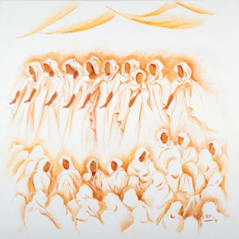 Painting titled "choeur de femmes 1" by Fatima Gillet, Original Artwork, Acrylic
