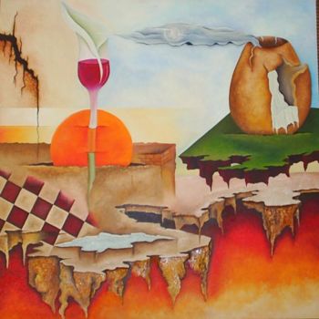 Malerei mit dem Titel "Horizonte Abstrato" von Fátima Ayache, Original-Kunstwerk