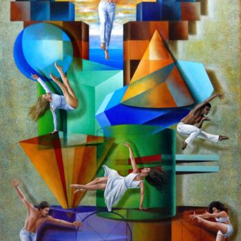 Pintura intitulada "Equilibristas" por Fatima Marques, Obras de arte originais, Óleo