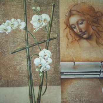 Malerei mit dem Titel "La Poesie" von Fatima Marques, Original-Kunstwerk, Öl Auf Holzplatte montiert