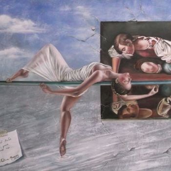 Pittura intitolato ""Narcisse"" da Fatima Marques, Opera d'arte originale, Olio