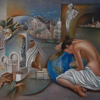 Pintura intitulada "Venise poêtique" por Fatima Marques, Obras de arte originais, Óleo