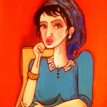 Painting titled "pose-prise-huile-su…" by Fatma Ben Slama, Original Artwork