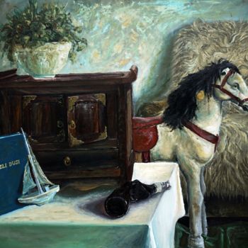 Painting titled "Still life with toy…" by Fatmir Brezanin, Original Artwork, Oil