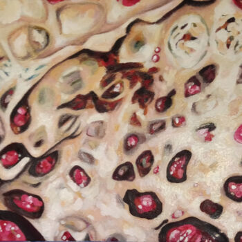 Painting titled "Pomegranate IV" by Faustina, Original Artwork, Oil Mounted on Wood Stretcher frame