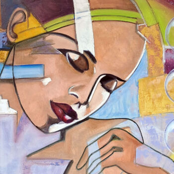 Painting titled "amore" by Fausto Dipinti, Original Artwork, Oil Mounted on Wood Stretcher frame