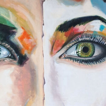 Pintura intitulada "occhi specchio dell…" por Fausto Dipinti, Obras de arte originais, Óleo Montado em Armação em madeira