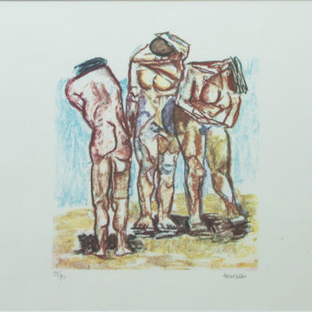 Printmaking titled "Senza titolo" by Fausto Pirandello, Original Artwork, Lithography