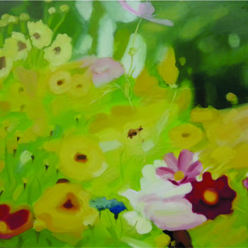 Painting titled "Yellow flowers" by Faustov Aleksey, Original Artwork, Oil