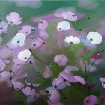 Painting titled "Flowers" by Faustov Aleksey, Original Artwork, Oil