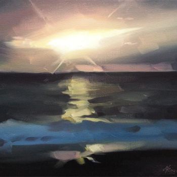 Painting titled "Sunset" by Faustov Aleksey, Original Artwork, Oil