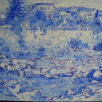 Painting titled "étude au bleu" by Fauve En Provence, Original Artwork, Other