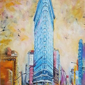 Painting titled "Flatiron" by Faver, Original Artwork, Acrylic Mounted on Wood Stretcher frame