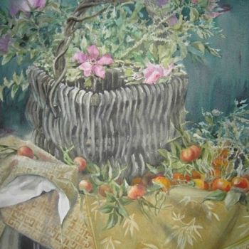 Картина под названием "Шиповник" - Марина Фазанова, Подлинное произведение искусства, Масло