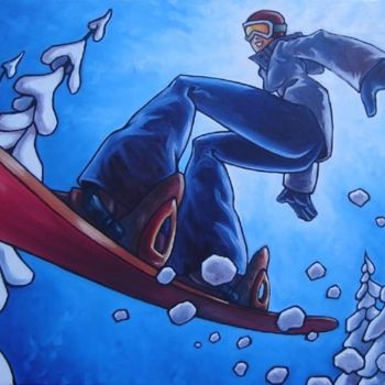 Schilderij getiteld "Snowboard fun!" door François Brisson, Origineel Kunstwerk