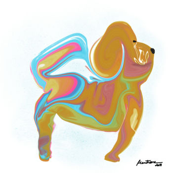 Digital Arts titled "Color Dog" by Fcentrone, Original Artwork, Digital Painting
