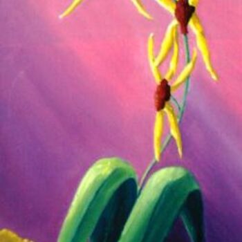 Peinture intitulée "Orchidées" par F. Claire, Œuvre d'art originale, Huile