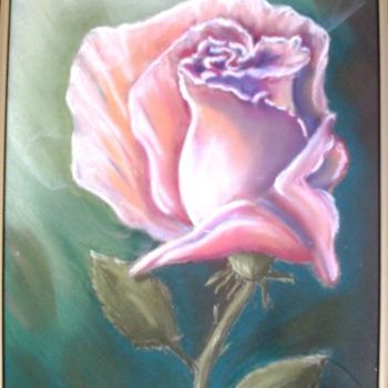 Painting titled "Bouton de rose" by F. Claire, Original Artwork, Oil