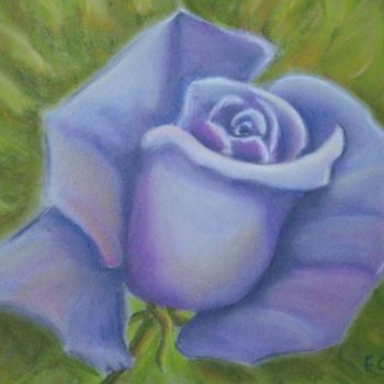 Painting titled "Rose bleue" by F. Claire, Original Artwork, Oil