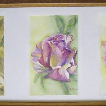 Pintura intitulada "La vie d'une Rose" por F. Claire, Obras de arte originais, Óleo