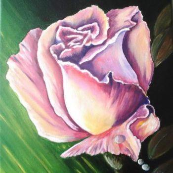 Peinture intitulée "Larmes de rose" par F. Claire, Œuvre d'art originale
