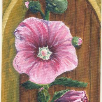 Peinture intitulée "Porte fleurie" par F. Claire, Œuvre d'art originale, Huile