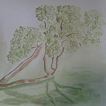 Malarstwo zatytułowany „Sous les arbres de…” autorstwa F. Claire, Oryginalna praca, Olej