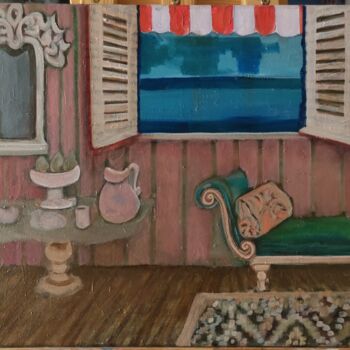 Pintura titulada "Habitación con vist…" por Redvanart, Obra de arte original, Oleo Montado en Bastidor de camilla de madera