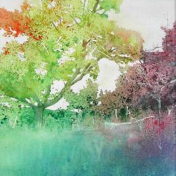 Peinture intitulée "arbres en DRÔME" par Francis Cordina, Œuvre d'art originale