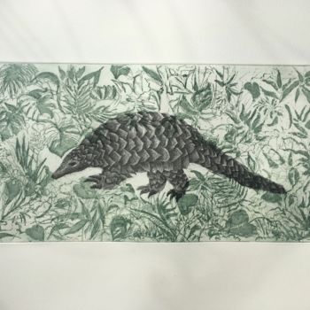 Printmaking titled "Monsieur Pangolin" by François Crinel, Original Artwork, Engraving