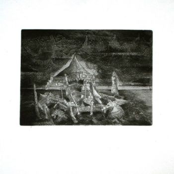 Printmaking titled "Manège 2" by François Crinel, Original Artwork, Etching