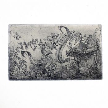 Gravures & estampes intitulée "Manège 3" par François Crinel, Œuvre d'art originale, Eau-forte