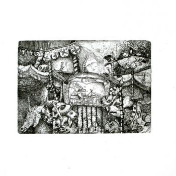 Gravures & estampes intitulée "Manège 4" par François Crinel, Œuvre d'art originale, Eau-forte