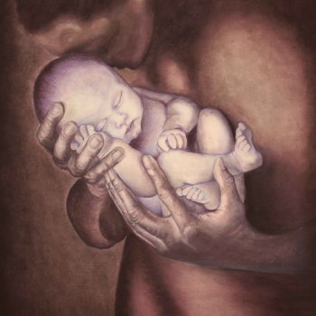 Peinture intitulée "whitebaby.jpg" par Frederique Dallois, Œuvre d'art originale, Huile