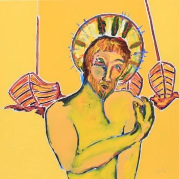 Pintura intitulada "Christ aux trois ba…" por Francis Denis, Obras de arte originais