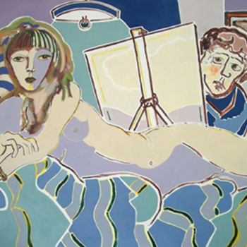 Peinture intitulée "Le peintre et son m…" par Francis Denis, Œuvre d'art originale