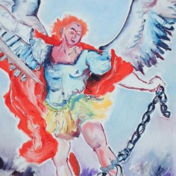 Pintura titulada "L'Archange terrassa…" por Francis Denis, Obra de arte original