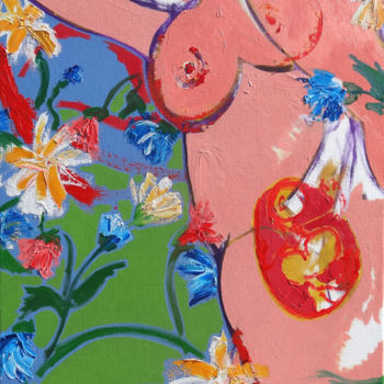Peinture intitulée "Maternité aux fleurs" par Francis Denis, Œuvre d'art originale, Huile