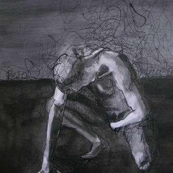 Dibujo titulada "Autorretrato sufrie…" por Federico Pedro, Obra de arte original, Tinta