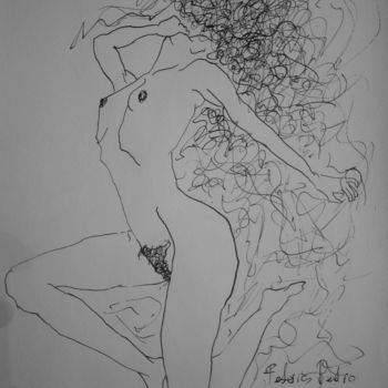 Рисунок под названием "Desnudo IV" - Federico Pedro, Подлинное произведение искусства, Чернила