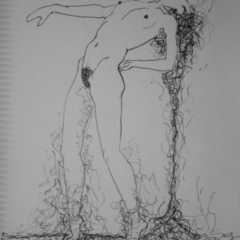 Zeichnungen mit dem Titel "Desnudo III" von Federico Pedro, Original-Kunstwerk, Tinte